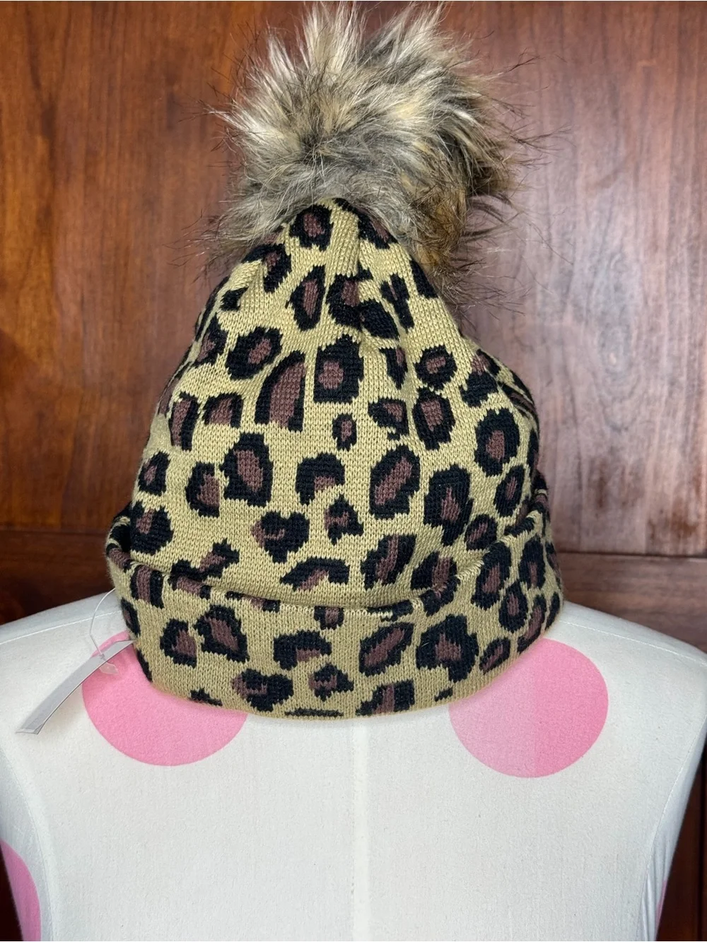 Panache Kids Leopard Pom Beanie - Tan, Brown, Black